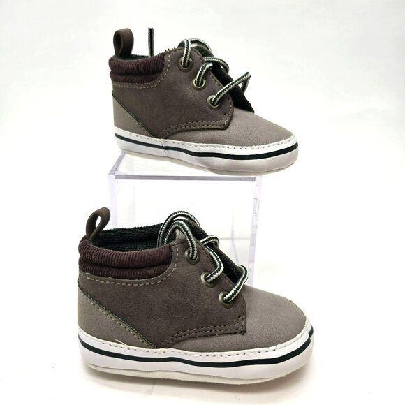 Gymboree Toddler Boys Gray Brown Faux Suede Lace-Up Ankle Boots Size 2 jj3734 - Picture 1 of 8
